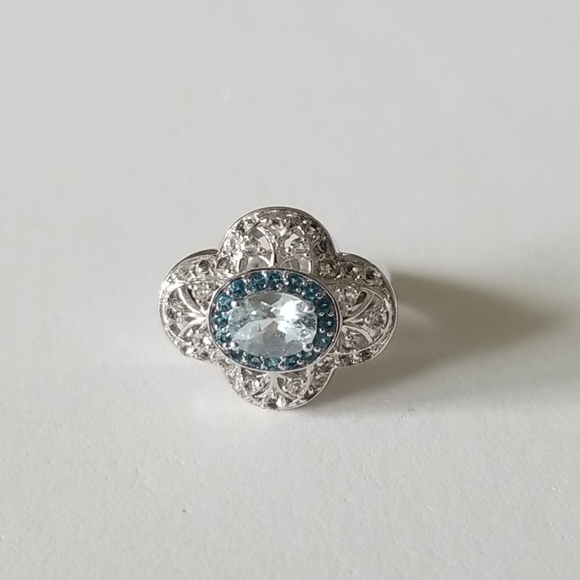 Jewelry - Sterling Silver with Light Blue Gemstone Ring